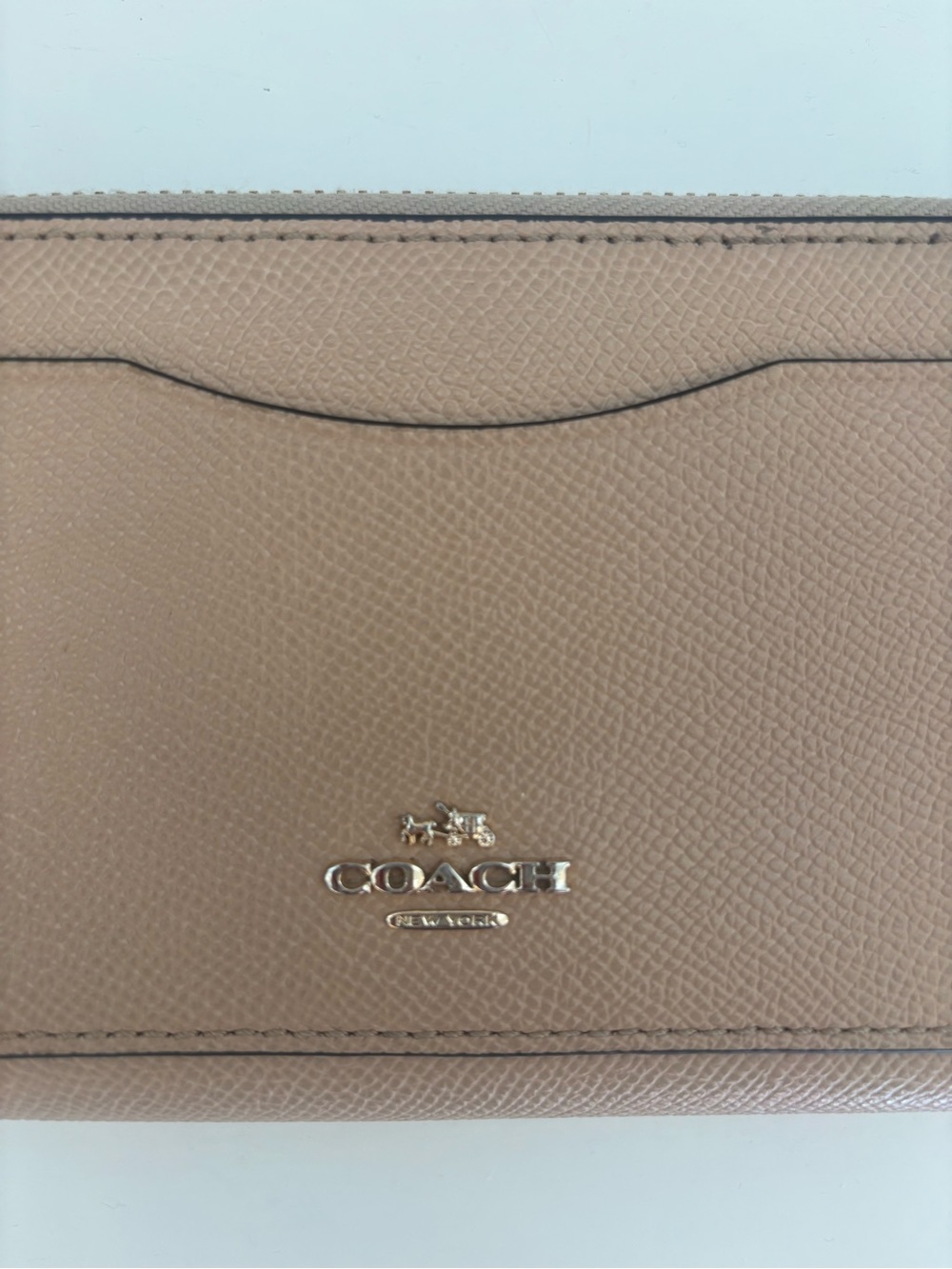 Coach Taupe Leather Zip-Around Wallet with Exterior Card Slot - Picture 8 of 12